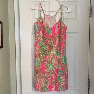 Lilly Pulitzer silk tank dress, Flamingo Pink Southern Charm
